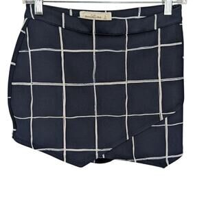 Abercrombie Small Skort Blue White Grid Check Preppy Tennis Zipper Plaid